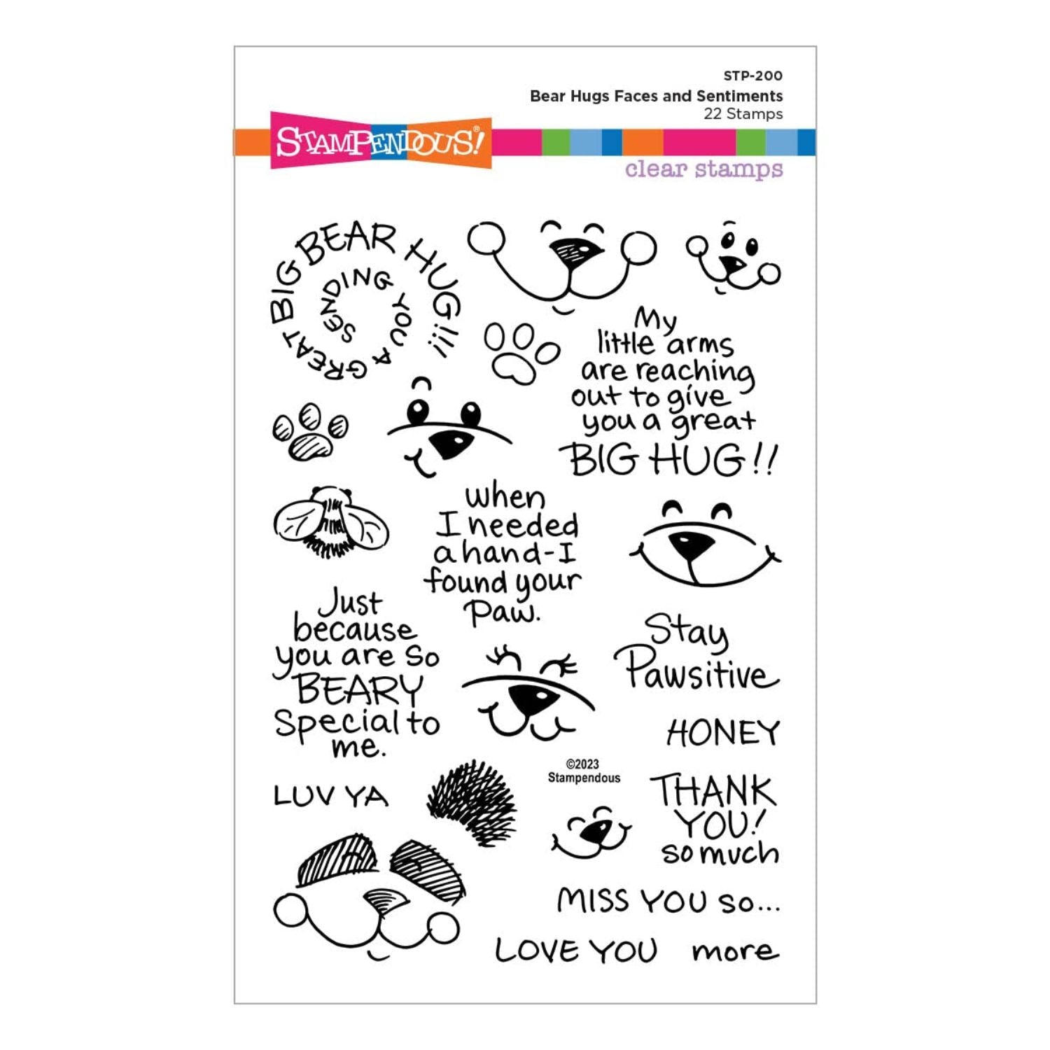 Bear Hugs Clear Stamp / Sellos Transparentes Caras Y Sentimientos De Oso Sellos Stampendous