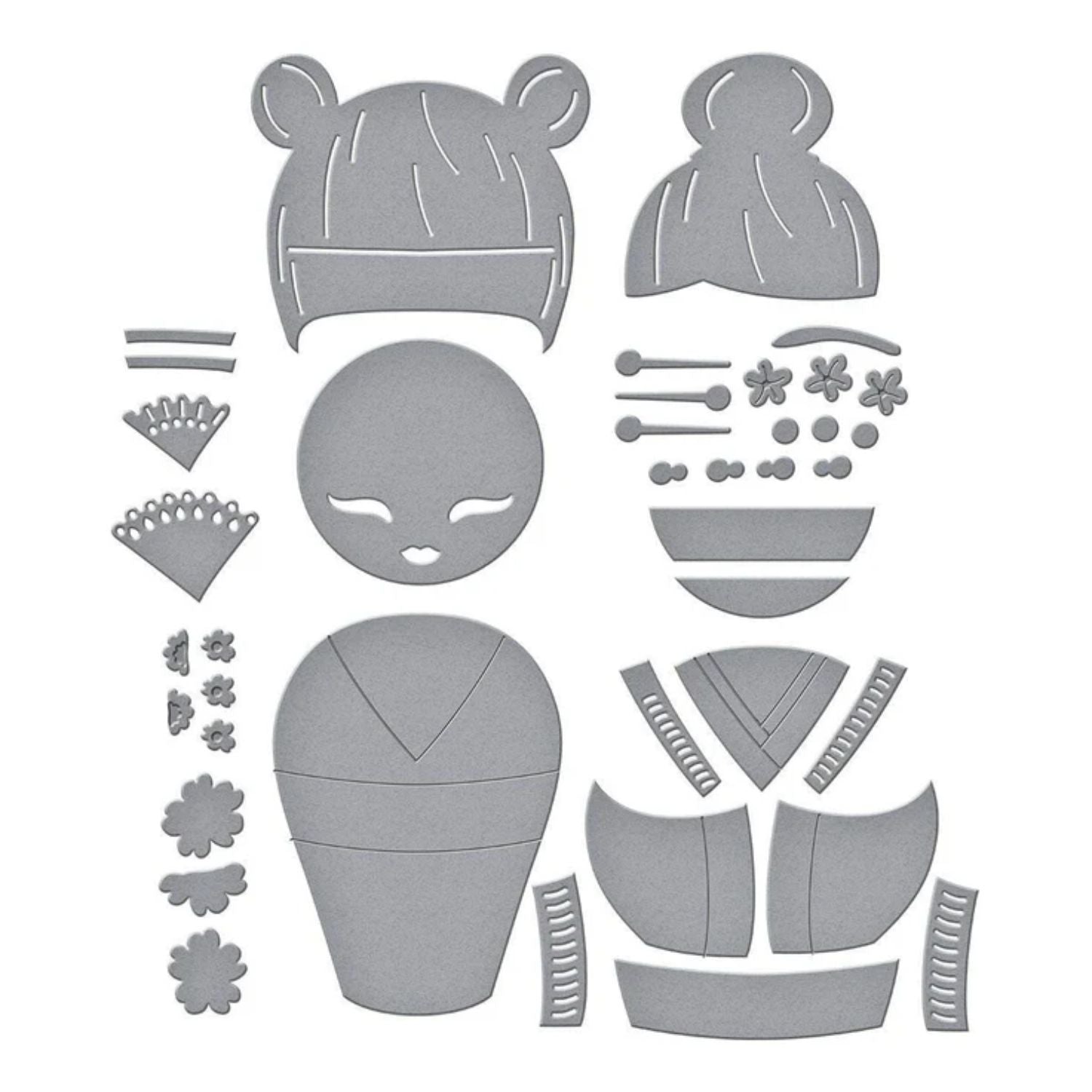 Kokeshi Dolls Cutting Dies / Suajes De Corte Muñecas Kokeshi Accesorios para Suajadoras Spellbinders