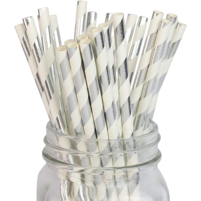 Paper Straws Silver / Popotes de Papel Decorativo Plateados Adornos / Embellishments American Crafts