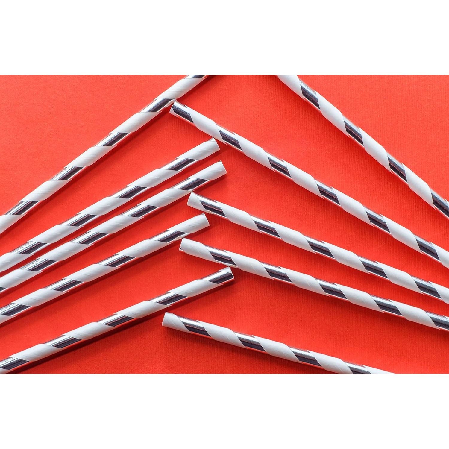 Paper Straws Silver / Popotes de Papel Decorativo Plateados Adornos / Embellishments American Crafts