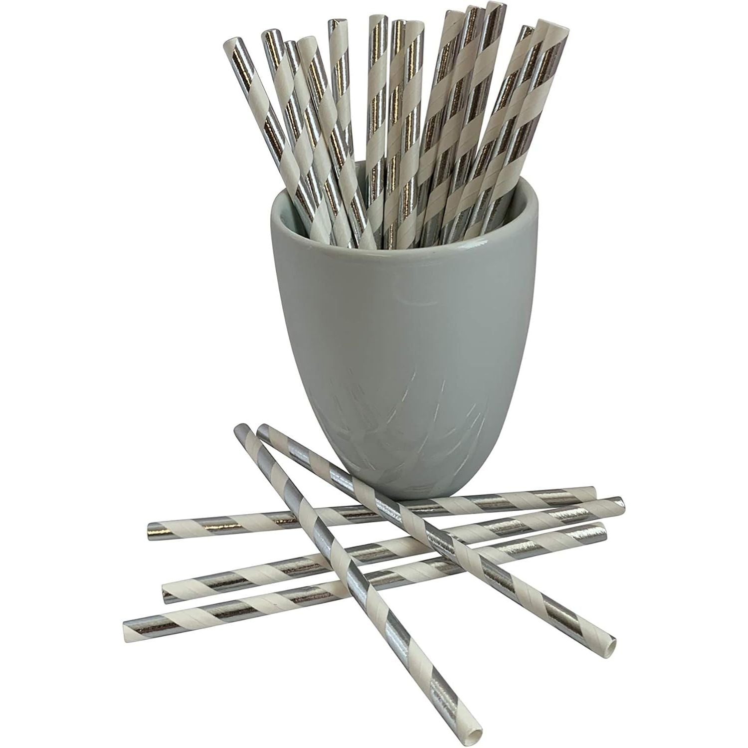 Paper Straws Silver / Popotes de Papel Decorativo Plateados Adornos / Embellishments American Crafts