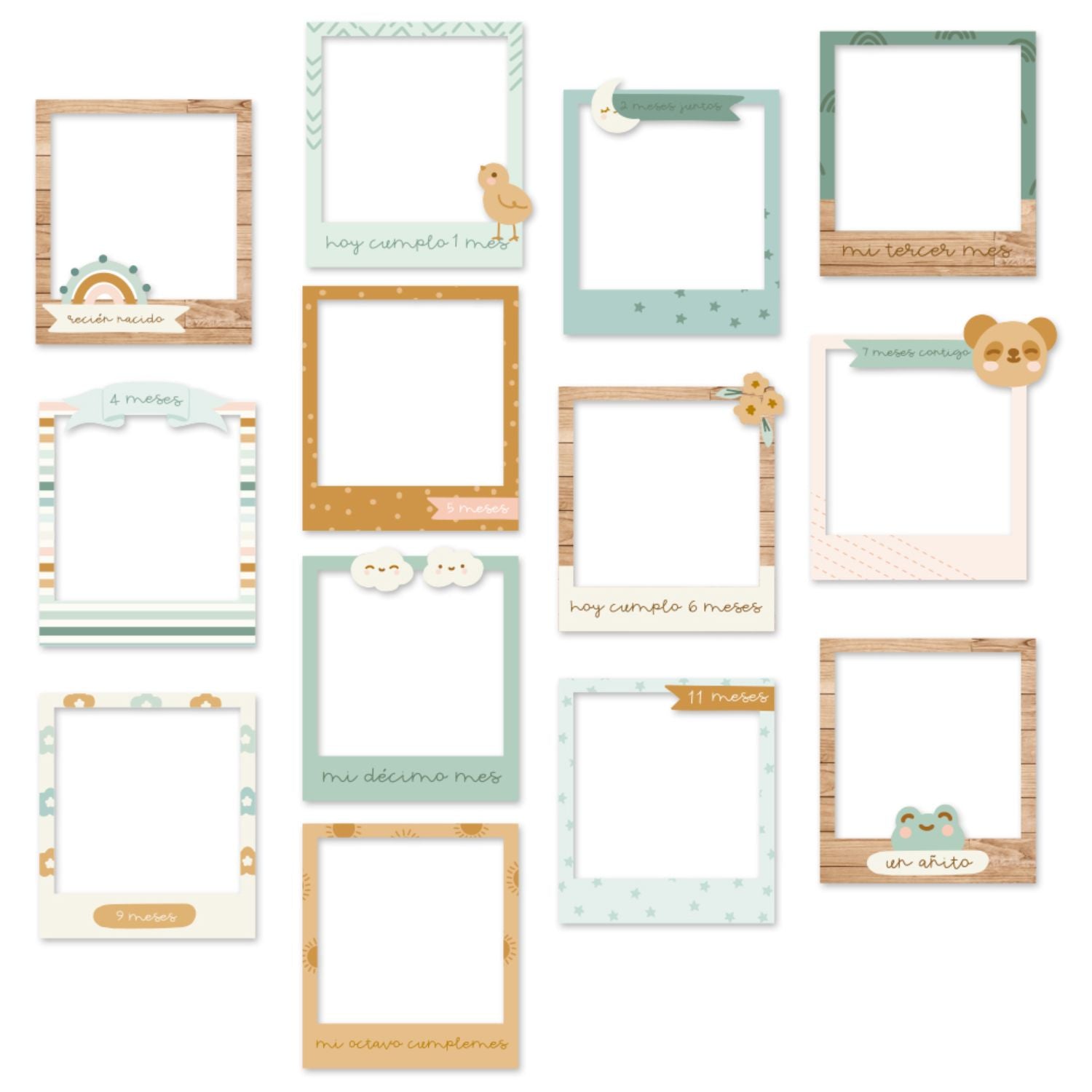 Baby Bloom Chipboard Frames / Marcos De Aglomerado De Colección Adornos / Embellishments Mintopía