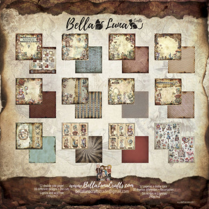 Paquete 12 Papeles Madness Recortables 8x8" Papel Bellaluna Crafts