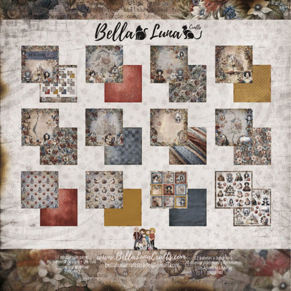 Paquete 12 Papeles Mirror Mirror Recortables 8x8" Papel Bellaluna Crafts