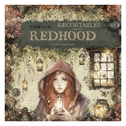 Paquete 12 Papeles Caperucita Roja Recortes 8x8" Papel Bellaluna Crafts