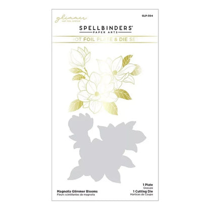 Magnolia Glimmer Blooms Hot Foil Plate &amp; Die Set / Suaje Flores Magnolia Corte Dados de Corte / Suajes / Troqueles Spellbinders