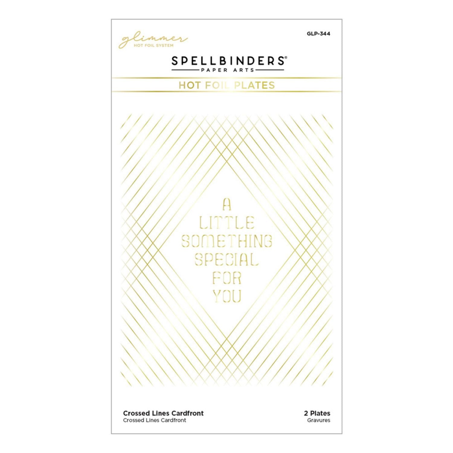 Crossed Lines Cardfront Glimmer Hot Foil Plate / Placas Lamina Caliente Lineas Cruzadas Mensaje Especial Dados de Corte / Suajes / Troqueles Spellbinders