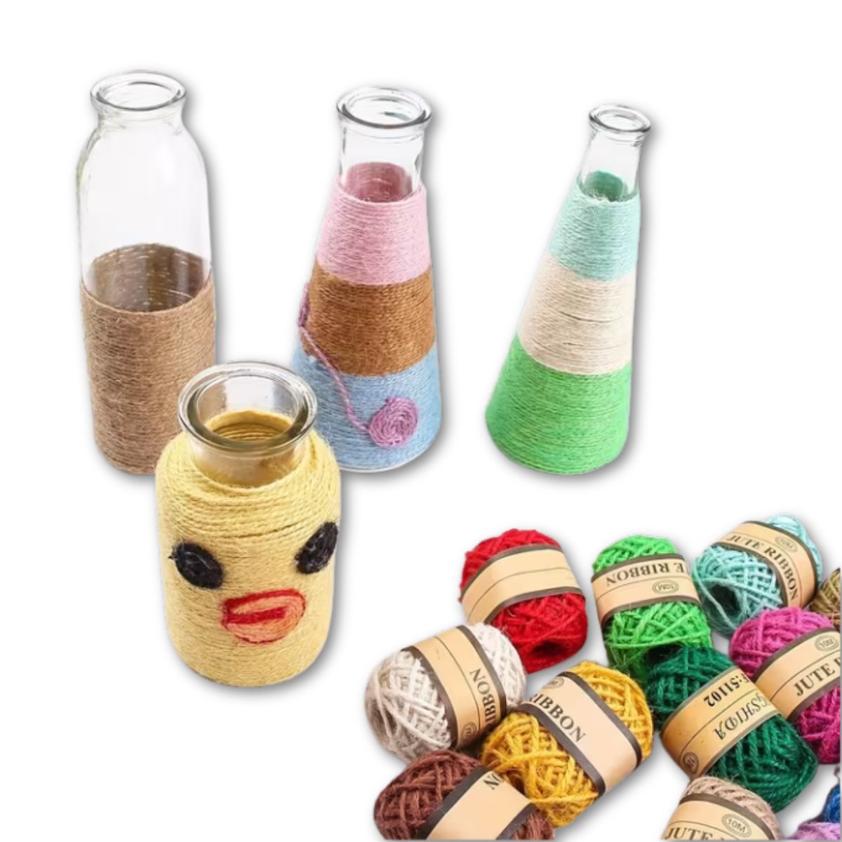 12 Rollos de Cuerda de Yute de Colores para Manualidades Listones e Hilos Hobbees