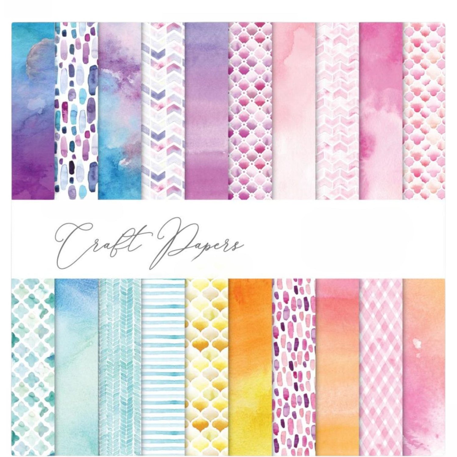 Watercolours Paper Pack / Block Papel Doble Cara Acuarelas 12&quot; Papel Craft Consortium