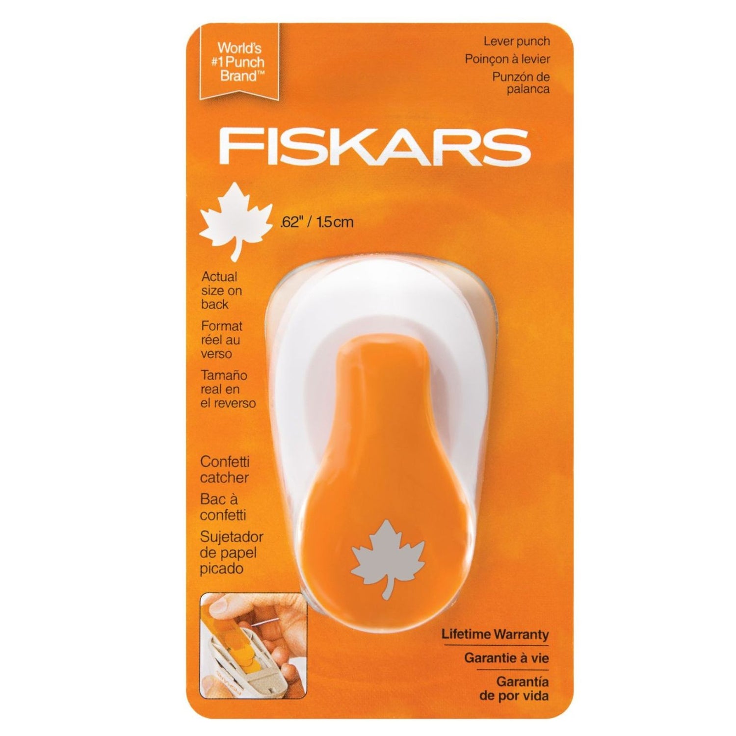 Small Lever Punch 0.62&quot; / Perforadora Hoja de Maple Pequeña 1.5 cm Perforadoras Fiskars