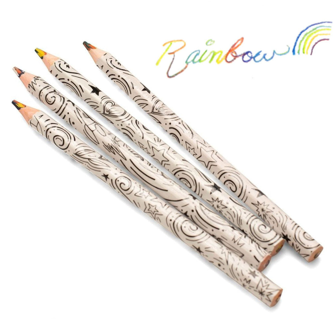 Jumbo Rainbow Swirl Colored Pencils / 4 Lápices de Colores Arcoiris Colores y Plumones Colorbok