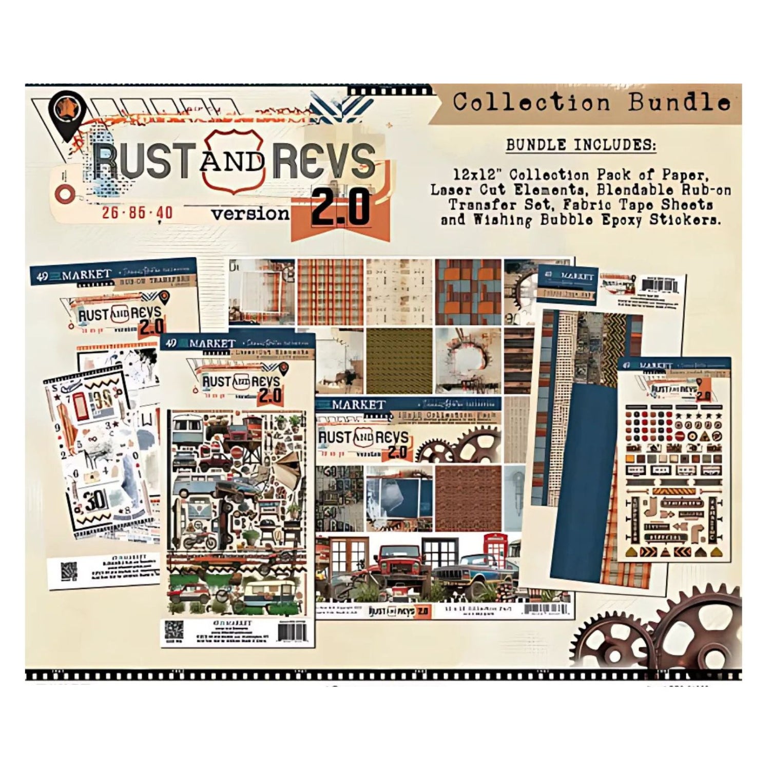 Rust &amp; Revs Collection Bundle / Papel y Adornos Colección Vintage Papel, Hojas Sueltas 49 and Market