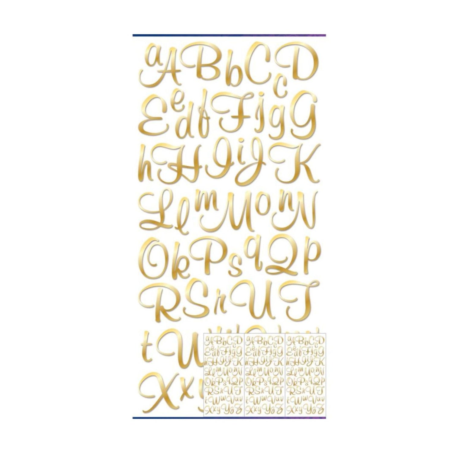 Script Alphabet Gold Foil Stickers / Estampas Alfabeto de Foil Dorado 