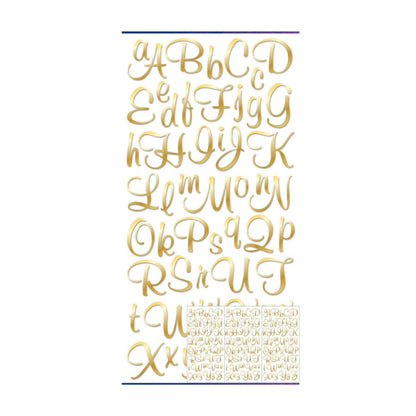 Script Alphabet Gold Foil Stickers / Estampas Alfabeto de Foil Dorado 