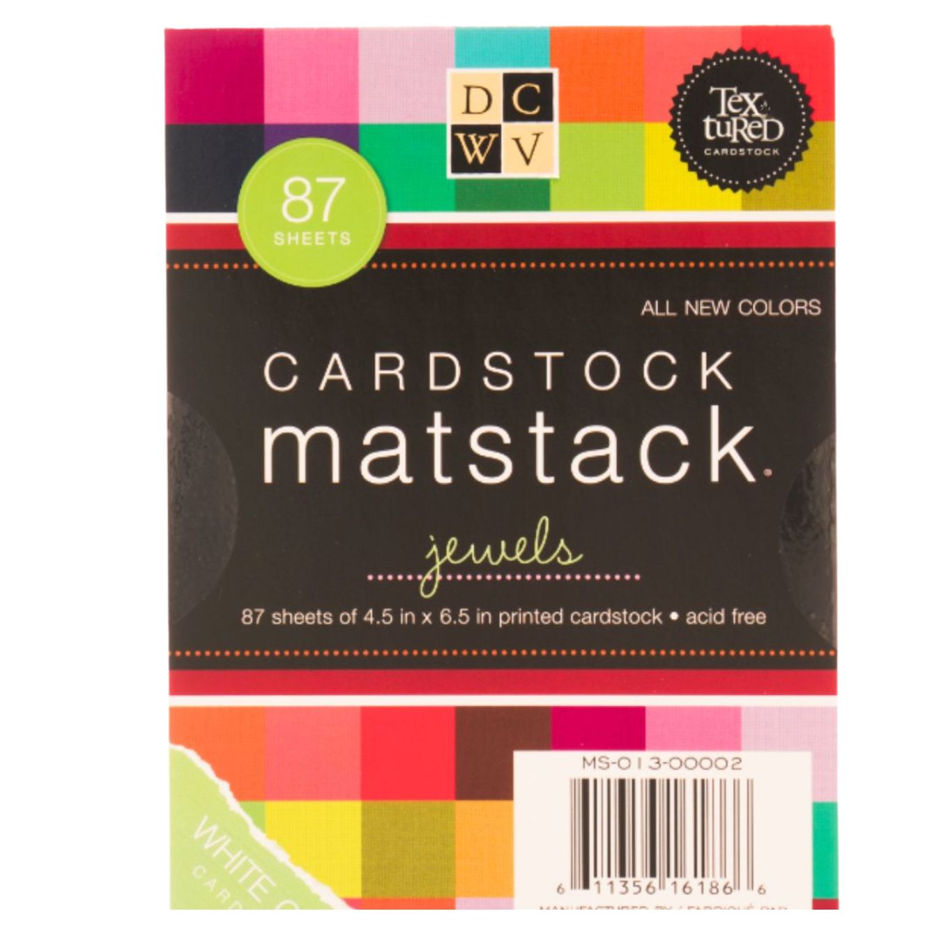Single-Sided Mat Stack Jewels / Block de Cartulina Multicolor 4.5&quot; Papel DCWV