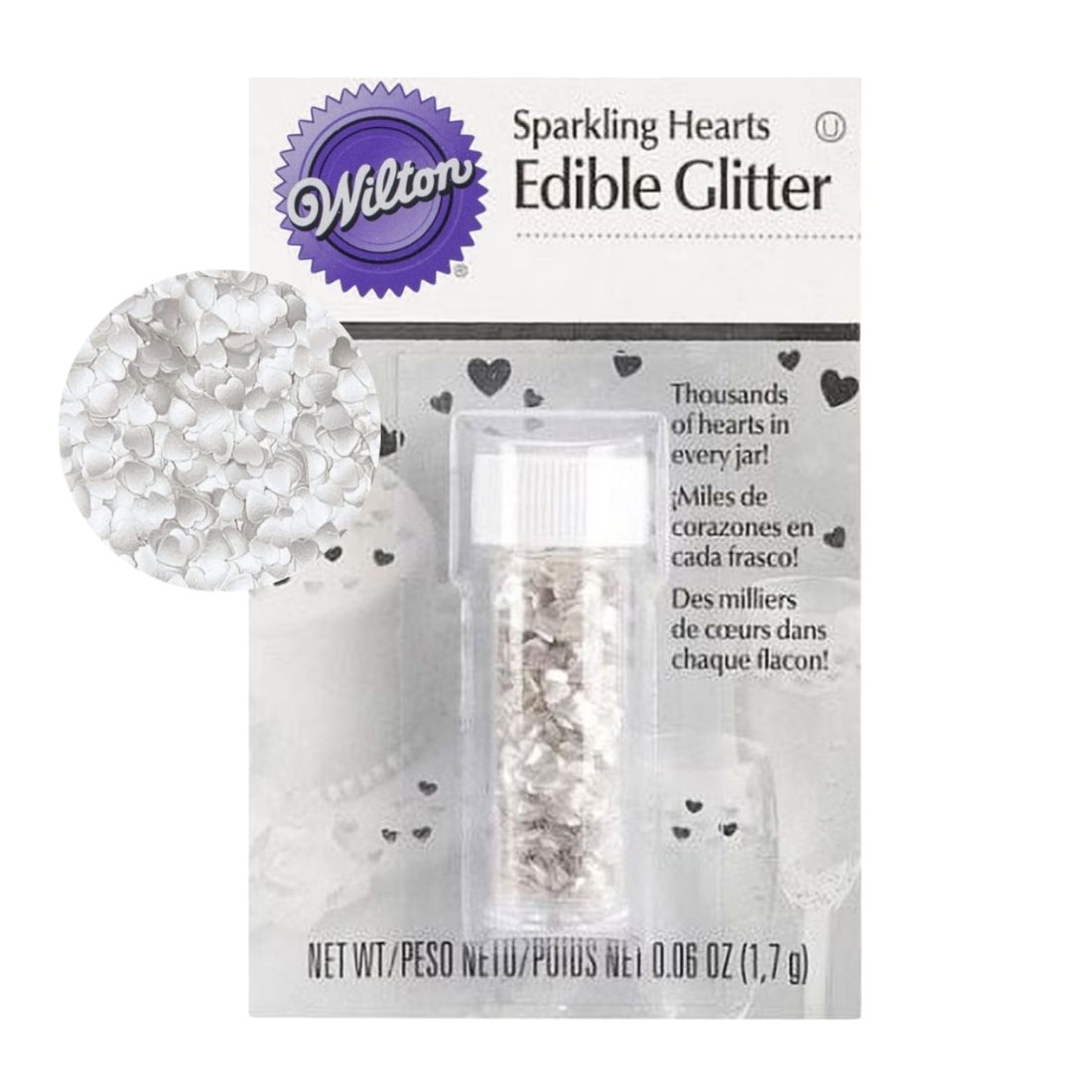 Silver Hearts Edible Accents / Confetti de Corazones Plata Comestibles Repostería Wilton