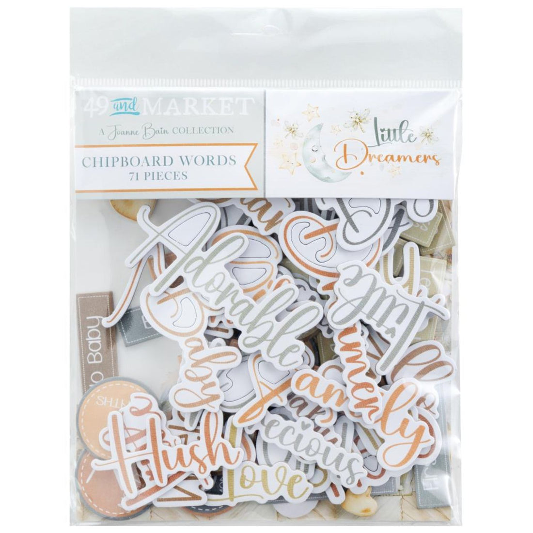 Little Dreamers Chipboard Words / Recortes Frases Aglomerado Pequeño Soñador Adornos / Embellishments 49 and Market