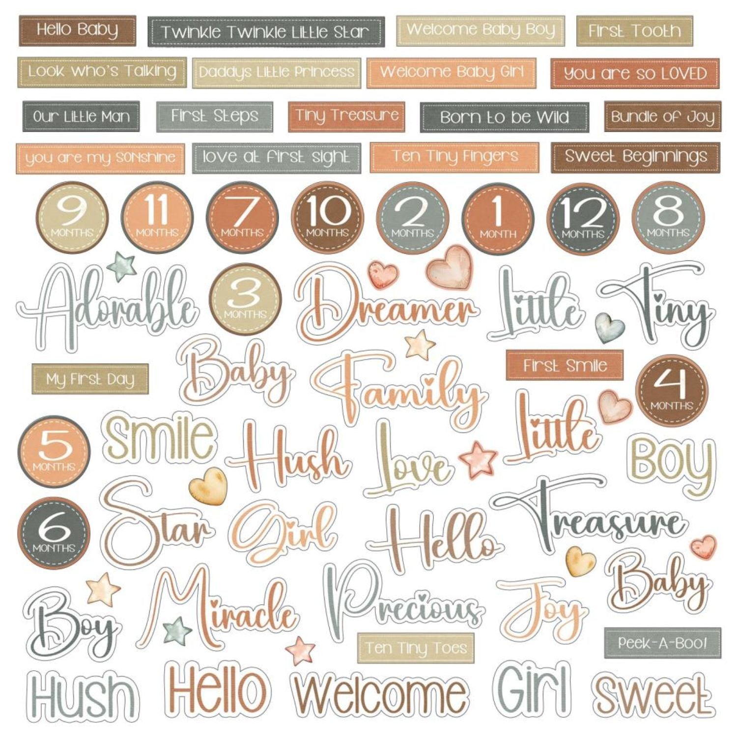 Little Dreamers Chipboard Words / Recortes Frases Aglomerado Pequeño Soñador Adornos / Embellishments 49 and Market