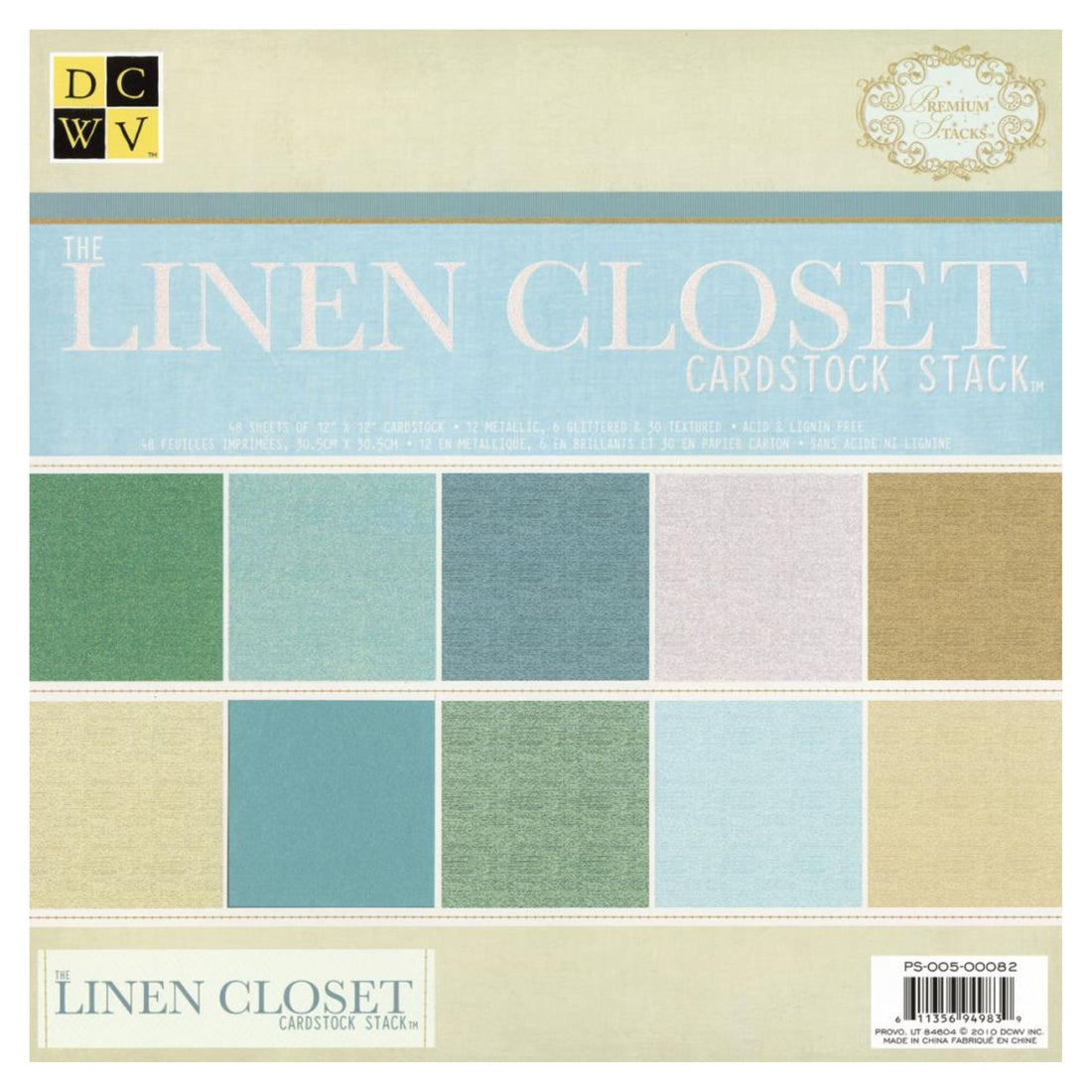 Linen Closet Solid Cardstock Stack / Paquete Cartulina Colores Pastel 12 x12&quot; Papel DCWV