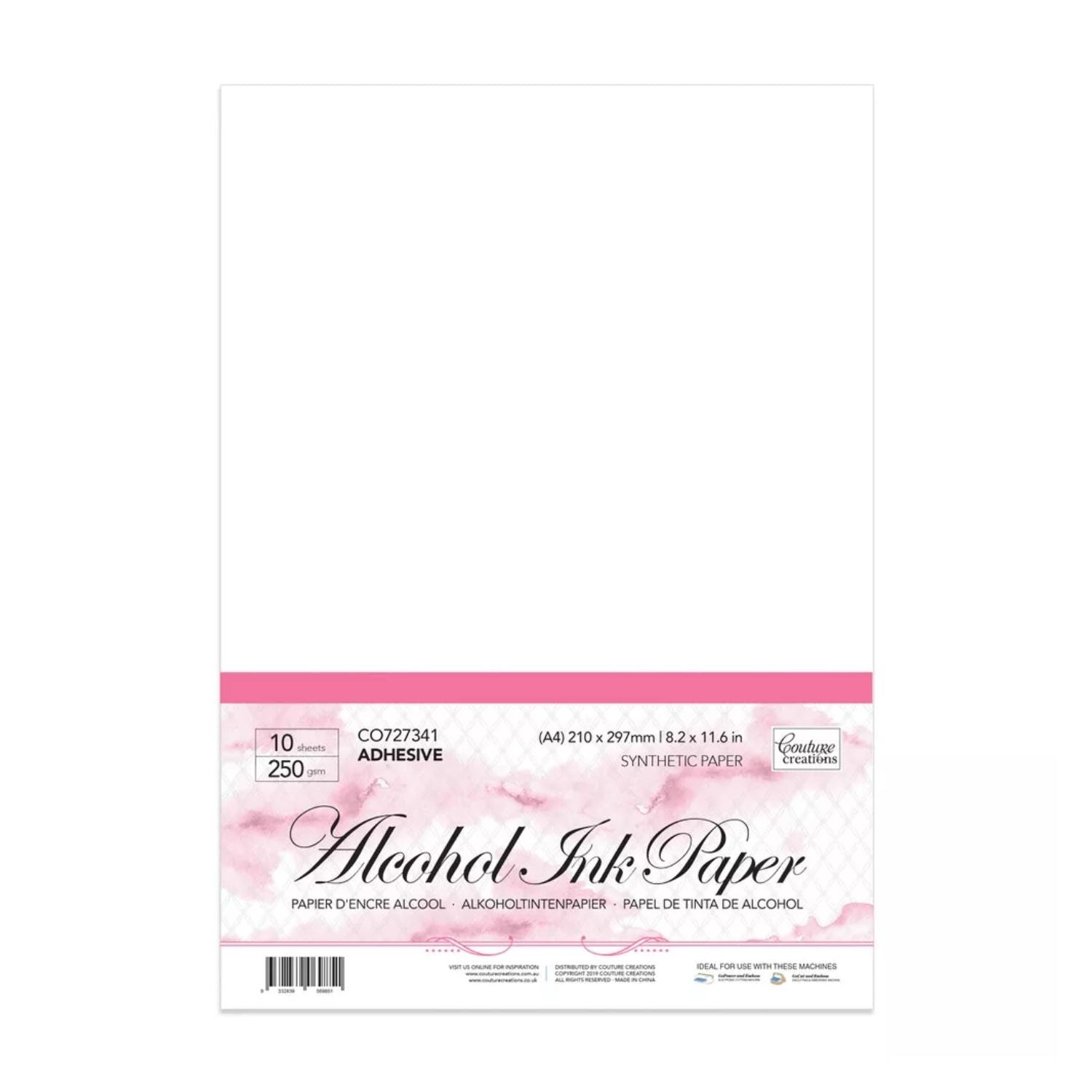 Alcohol Ink Adhesive Yupo Paper / 10 Hojas de Papel Yupo Adhesivo Papel para Arte Couture Creations