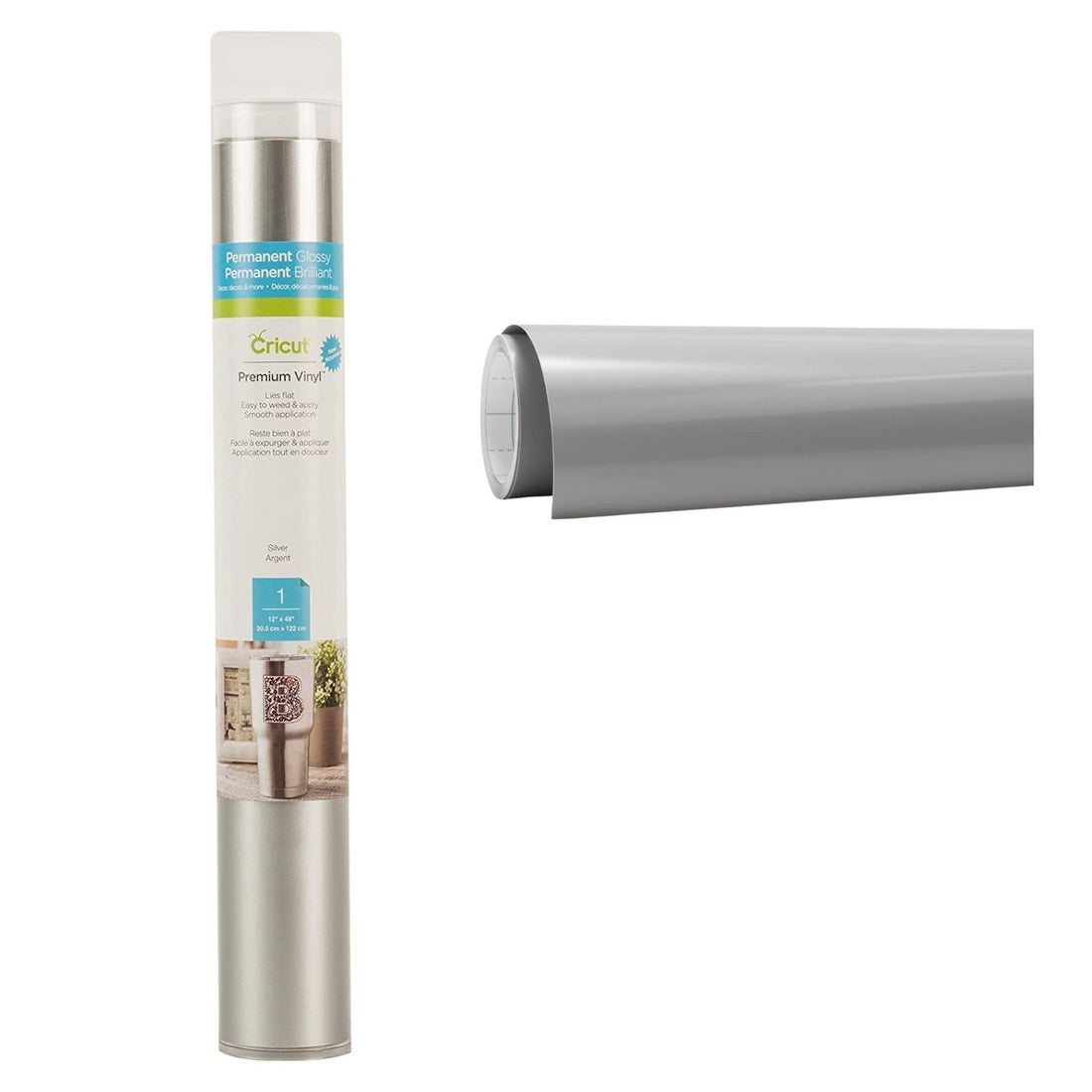 Premium Vinyl Silver 12 x 48&quot; / Rollo de Vinil Permanente Plateado Viniles Cricut