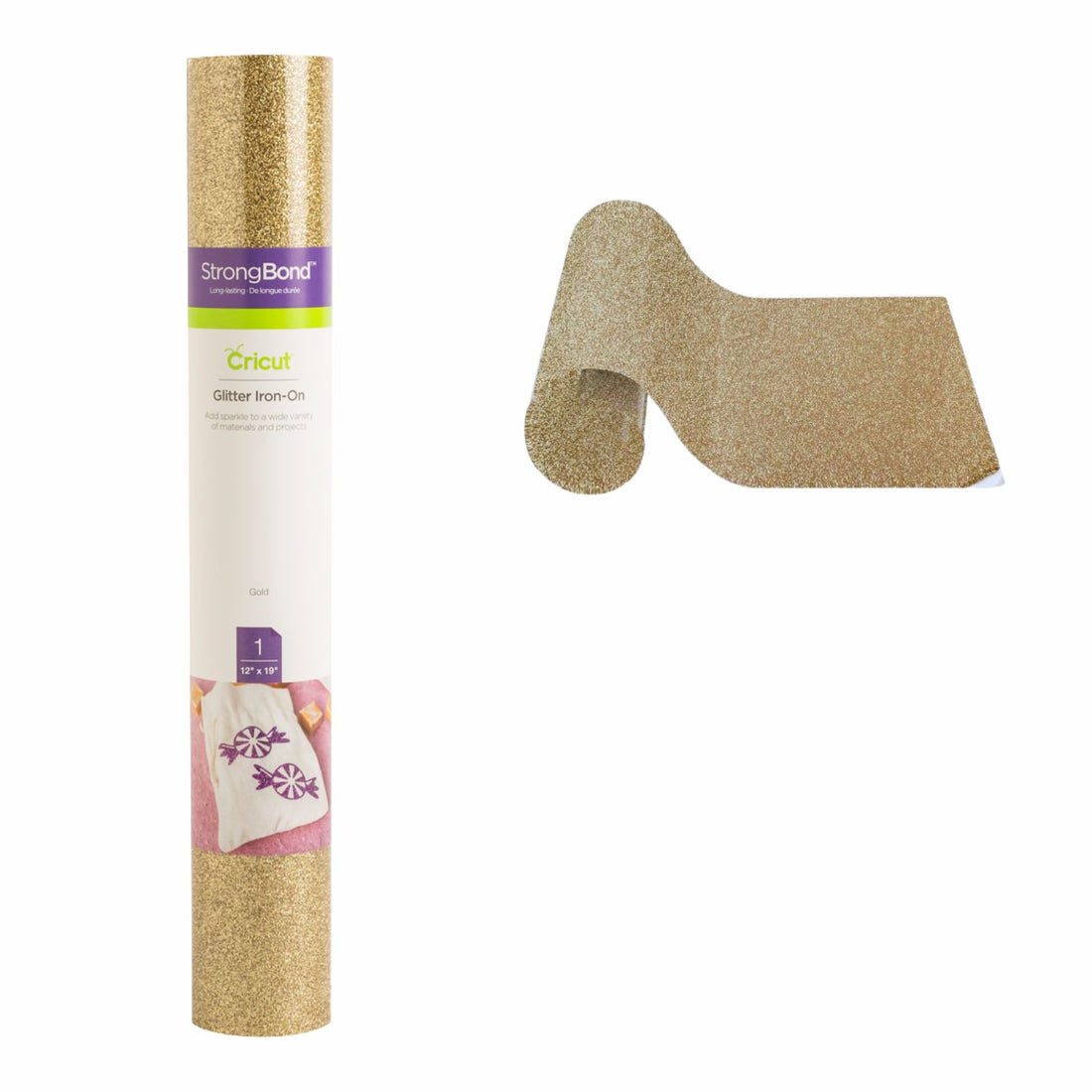 Vinyl Glitter Iron-On 12 x 19&quot; / 1 Hoja Vinil Termoadhesivo Glitter Oro Viniles Cricut