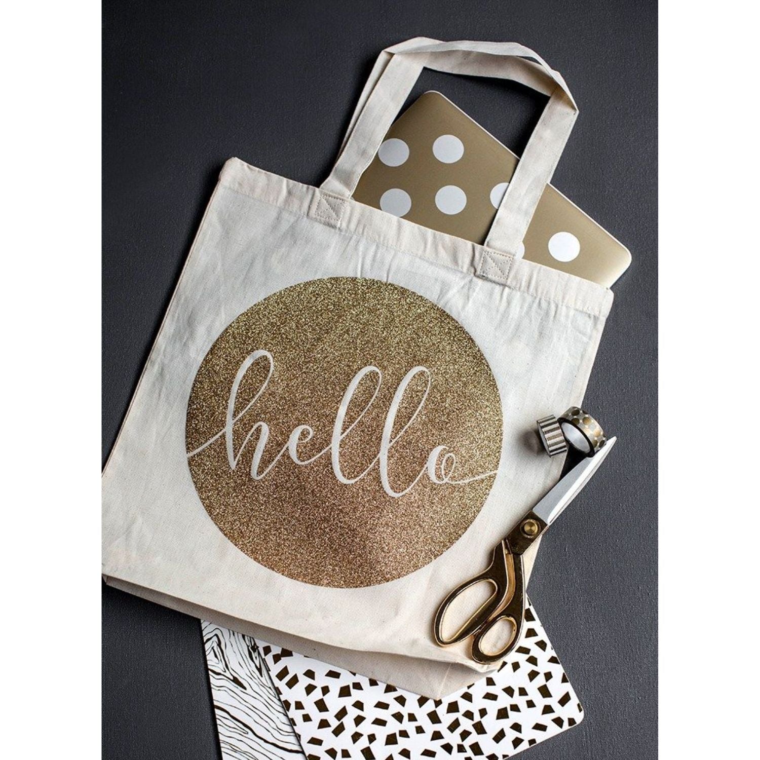 Vinyl Glitter Iron-On 12 x 19&quot; / 1 Hoja Vinil Termoadhesivo Glitter Oro Viniles Cricut