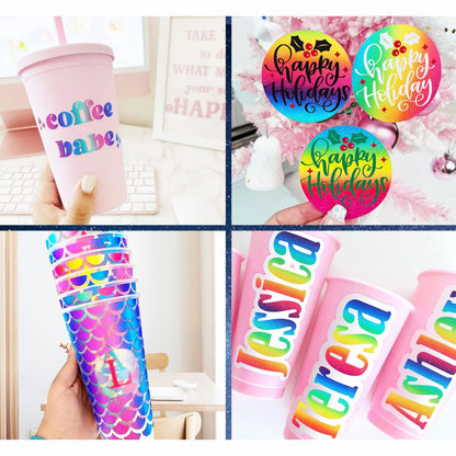 Rainbow Stripes Pink Cyan Vinyl / Vinil Adhesivo Rayas De Arcoiris Cian Rosa Viniles Teckwrap