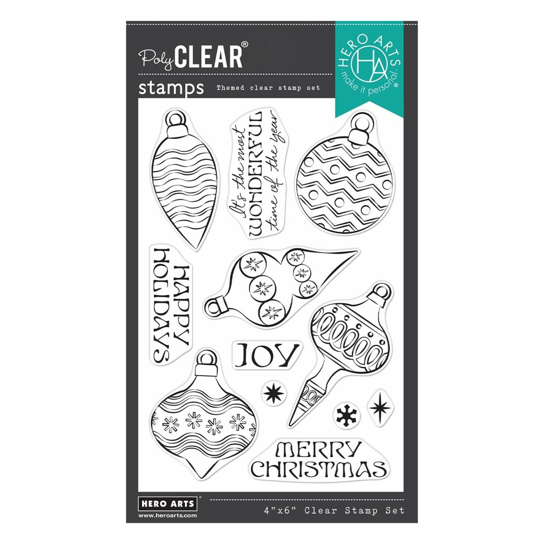 Holiday Ornaments Stamps / Sellos Fotopolimero Adornos Navideños Sellos Hero Arts