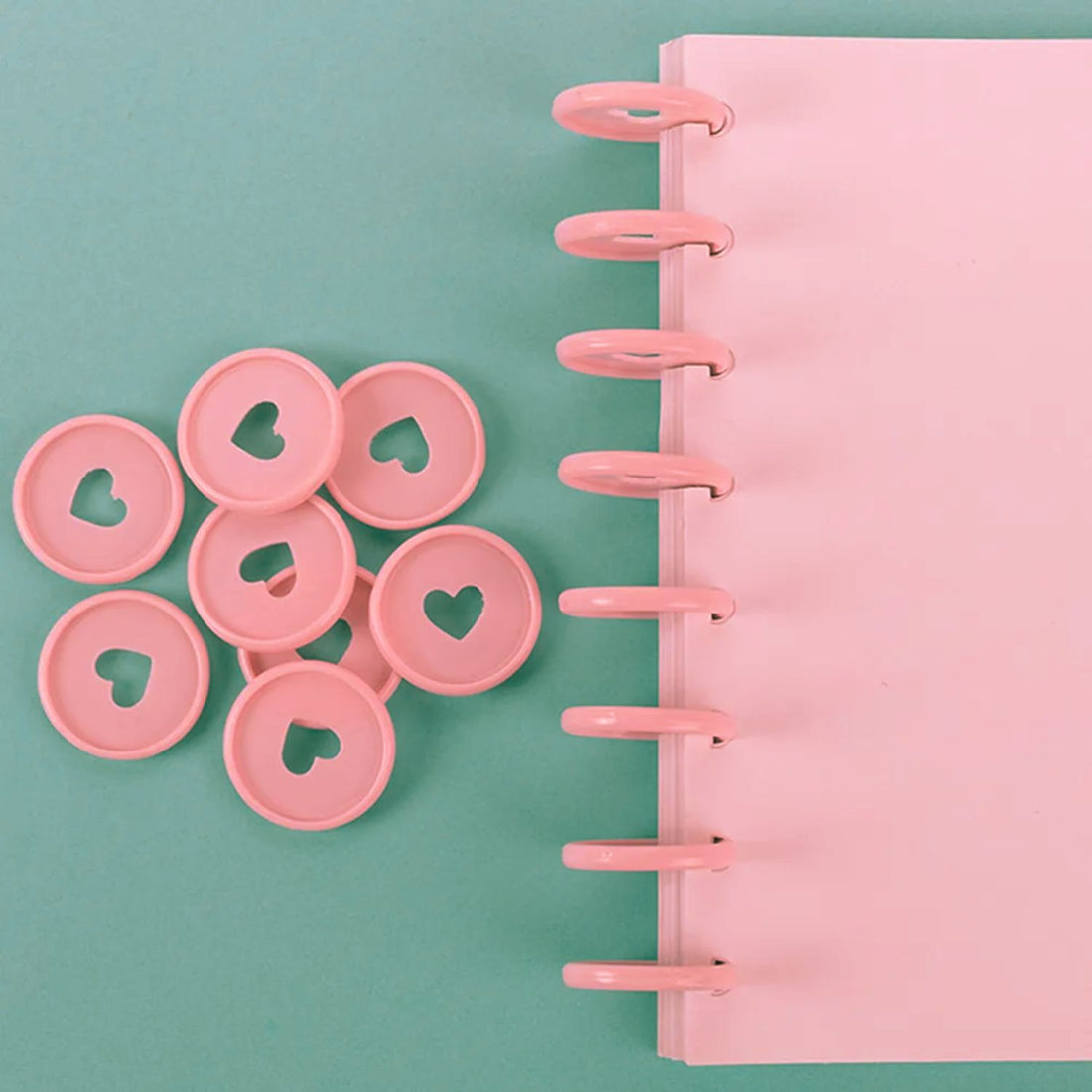 Discos Rosas Con Corazón para Encuadernar Discos para Planners Hobbees