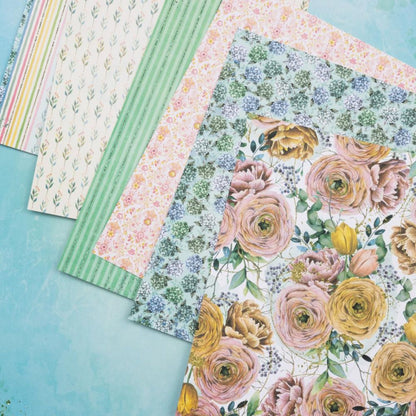 Willow &amp; Sage Paper Pad Stack 6x8" / Block Hojas Flores Sauce Y Salvia Papel BoBunny