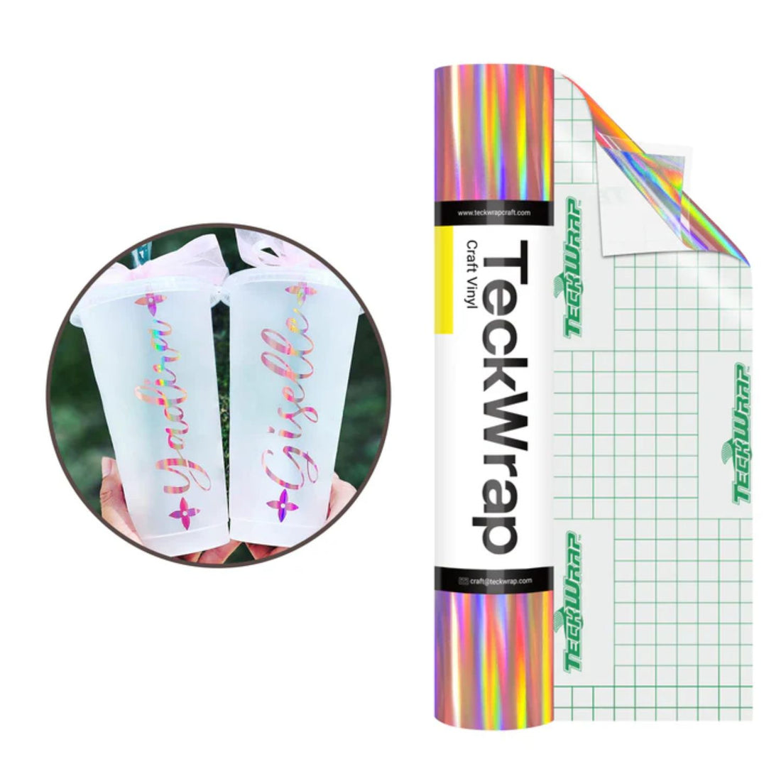 Rose Gold BF Holographic Rainbow Adhesive Vinyl / Vinil Adhesivo Holográfico Sin Burbujas Oro Rosa Viniles Teckwrap