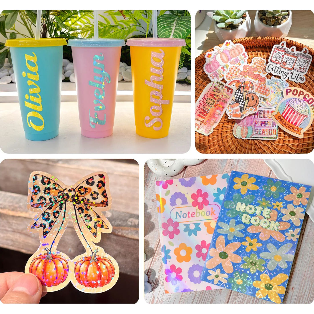 Holographic Laminate Sheet / 16 Hojas Laminado Frío Holográficas con Diseños Papel Teckwrap