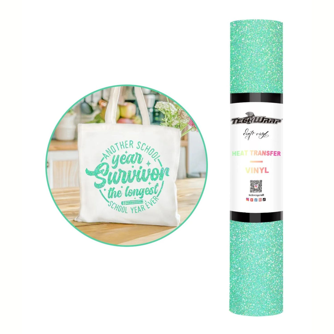 Fancy Glitter HTV / Vinil Termoadhesivo Diamantina Elegante Azul Tiffany Viniles Teckwrap