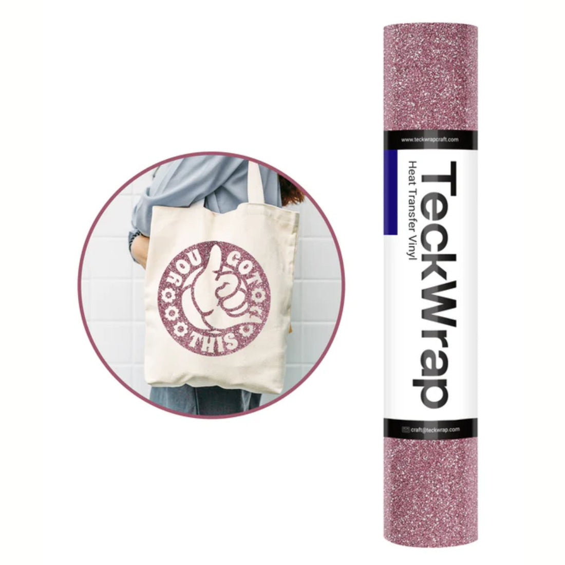 Glitter Heat Transfer Vinyl Rose Gold / Vinil Diamantina Termoadhesivo Oro Rosa Viniles Teckwrap