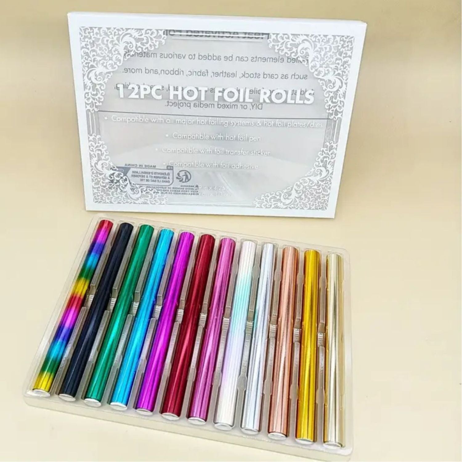 Kit 12 Rollos Foil Reactivo Al Calor Foil Hobbees
