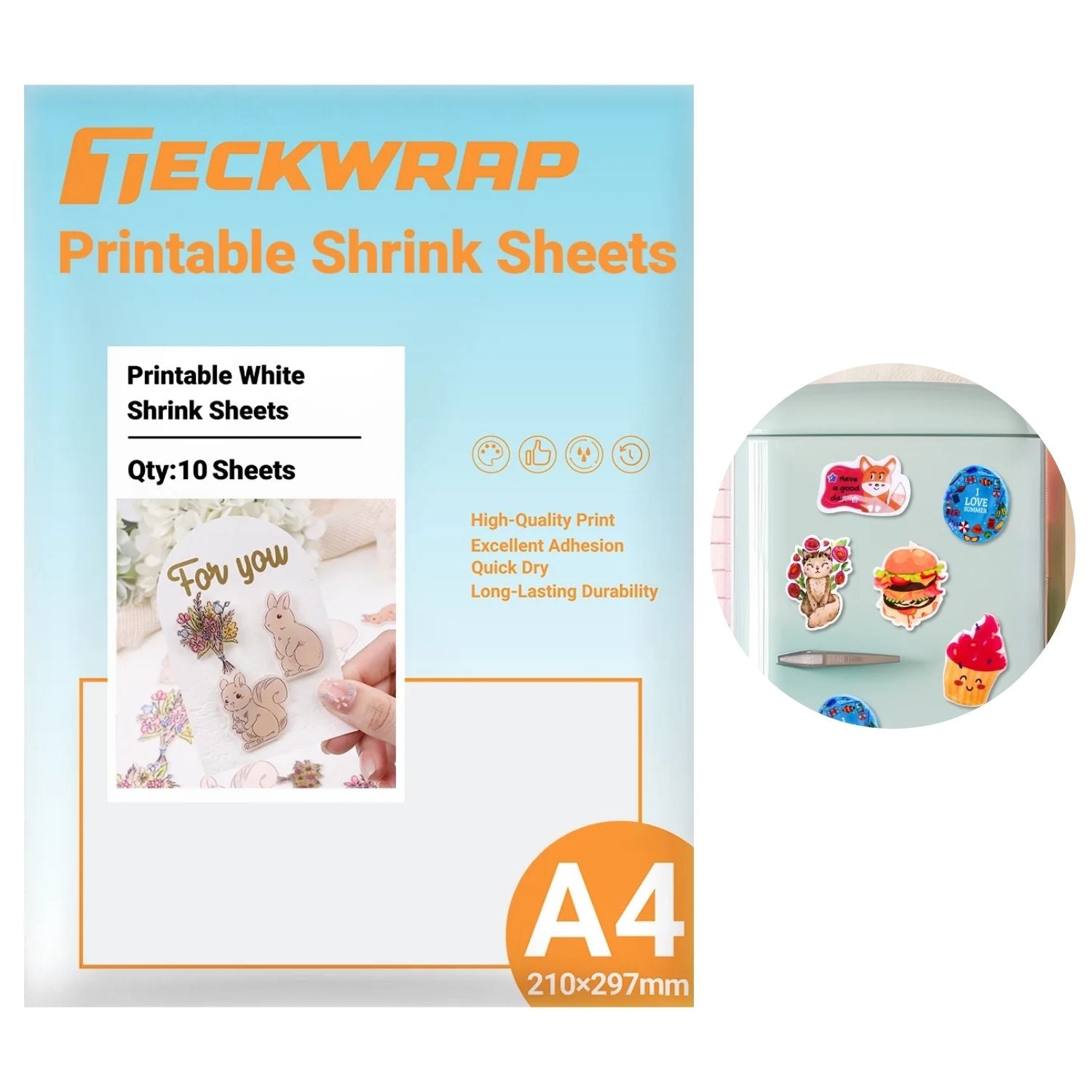 Shrink Sheets White/ 10 Hojas Termoencogibles Blancas Viniles Teckwrap