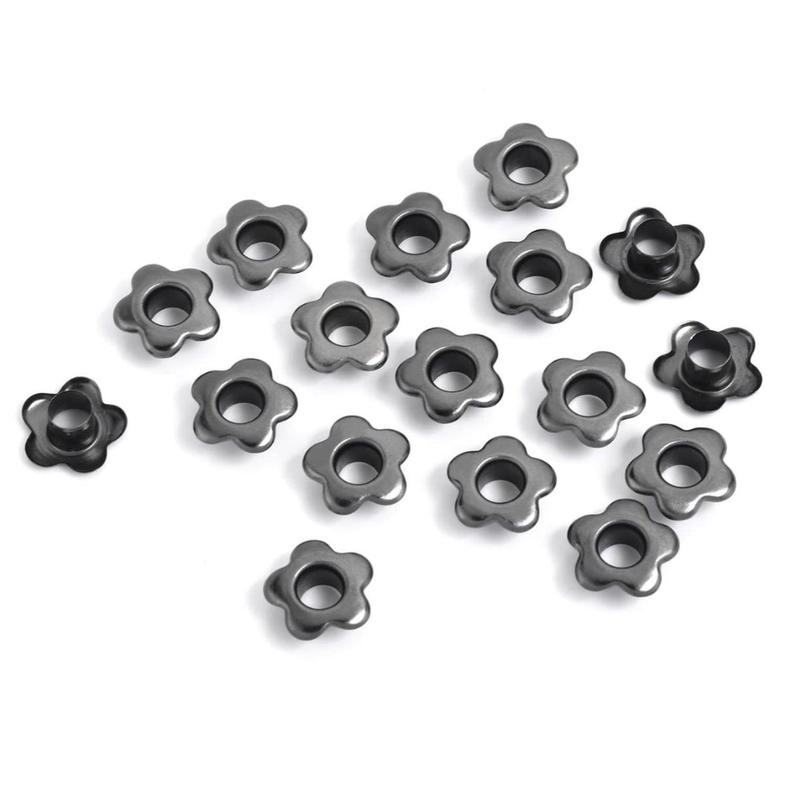 25 Ojillos De Flor Acero Negro 5mm Adornos / Embellishments Hobbees