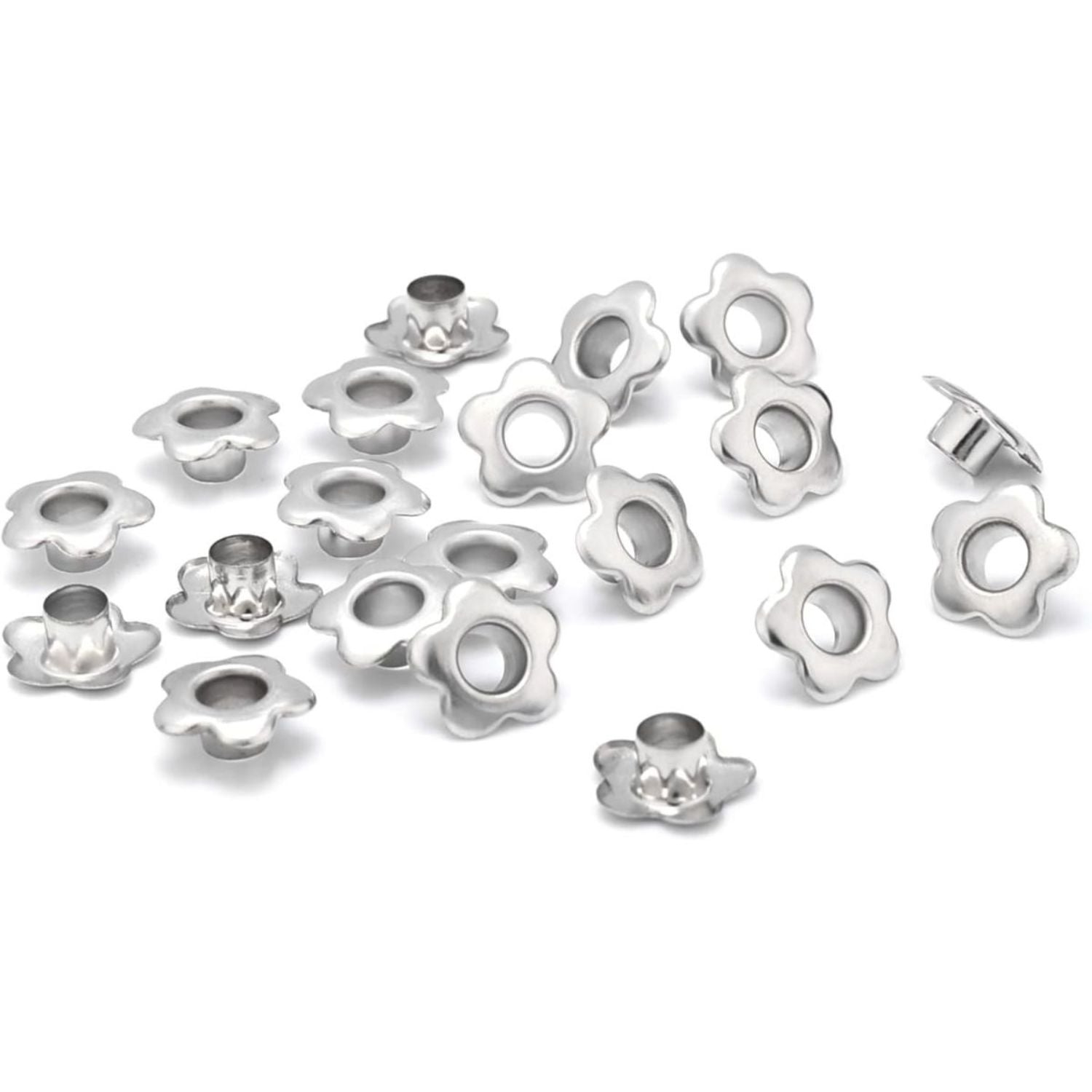 25 Ojillos De Flor Acero Plateados 5mm Adornos / Embellishments Hobbees