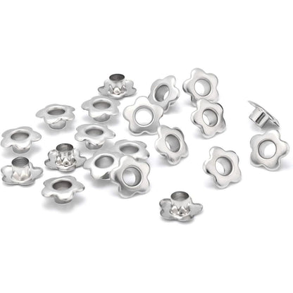 25 Ojillos De Flor Acero Plateados 5mm Adornos / Embellishments Hobbees