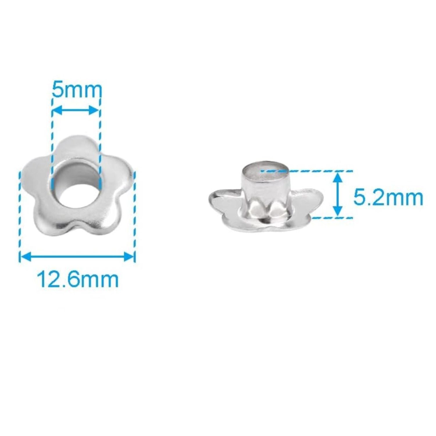 25 Ojillos De Flor Acero Plateados 5mm Adornos / Embellishments Hobbees