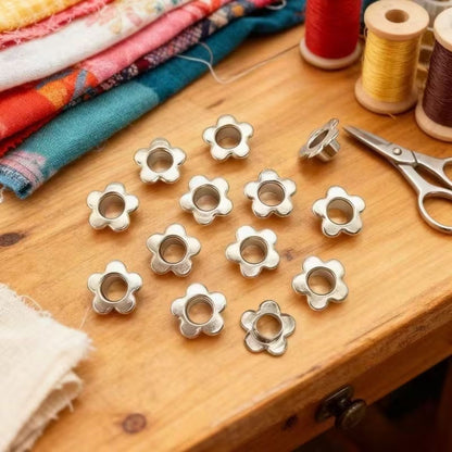 25 Ojillos De Flor Acero Plateados 5mm Adornos / Embellishments Hobbees