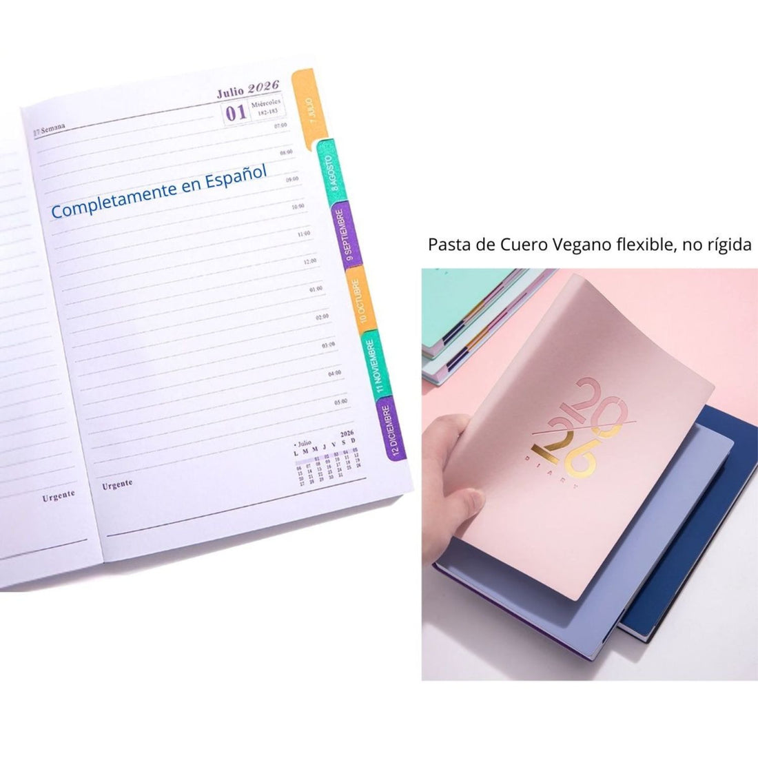 Agenda 2026 en Español Azul Pastel Agendas y Journals Hobbees