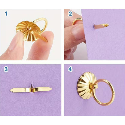 10 Jaladeras Mini Tipo Brads Color Dorado 31mm Adornos / Embellishments Hobbees