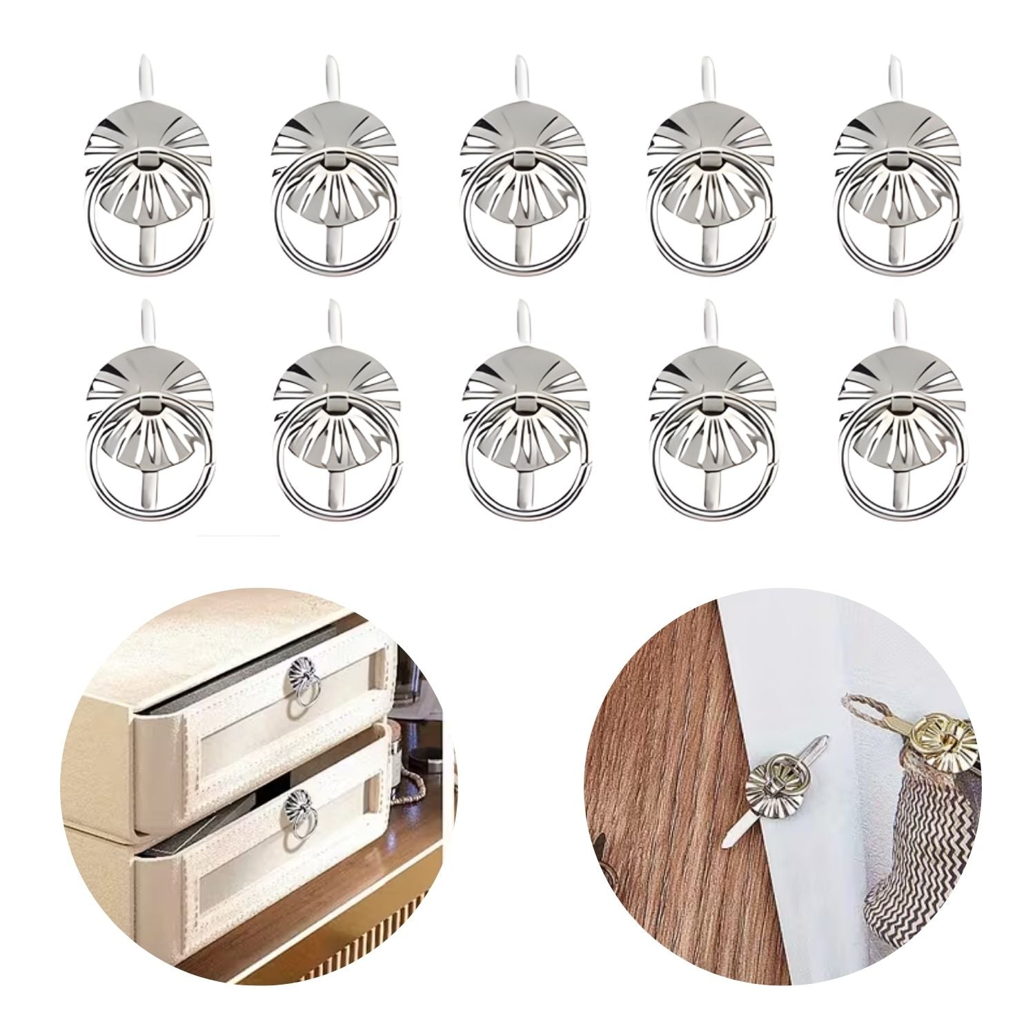 10 Jaladeras Mini Tipo Brads Color Plata 31mm Adornos / Embellishments Hobbees