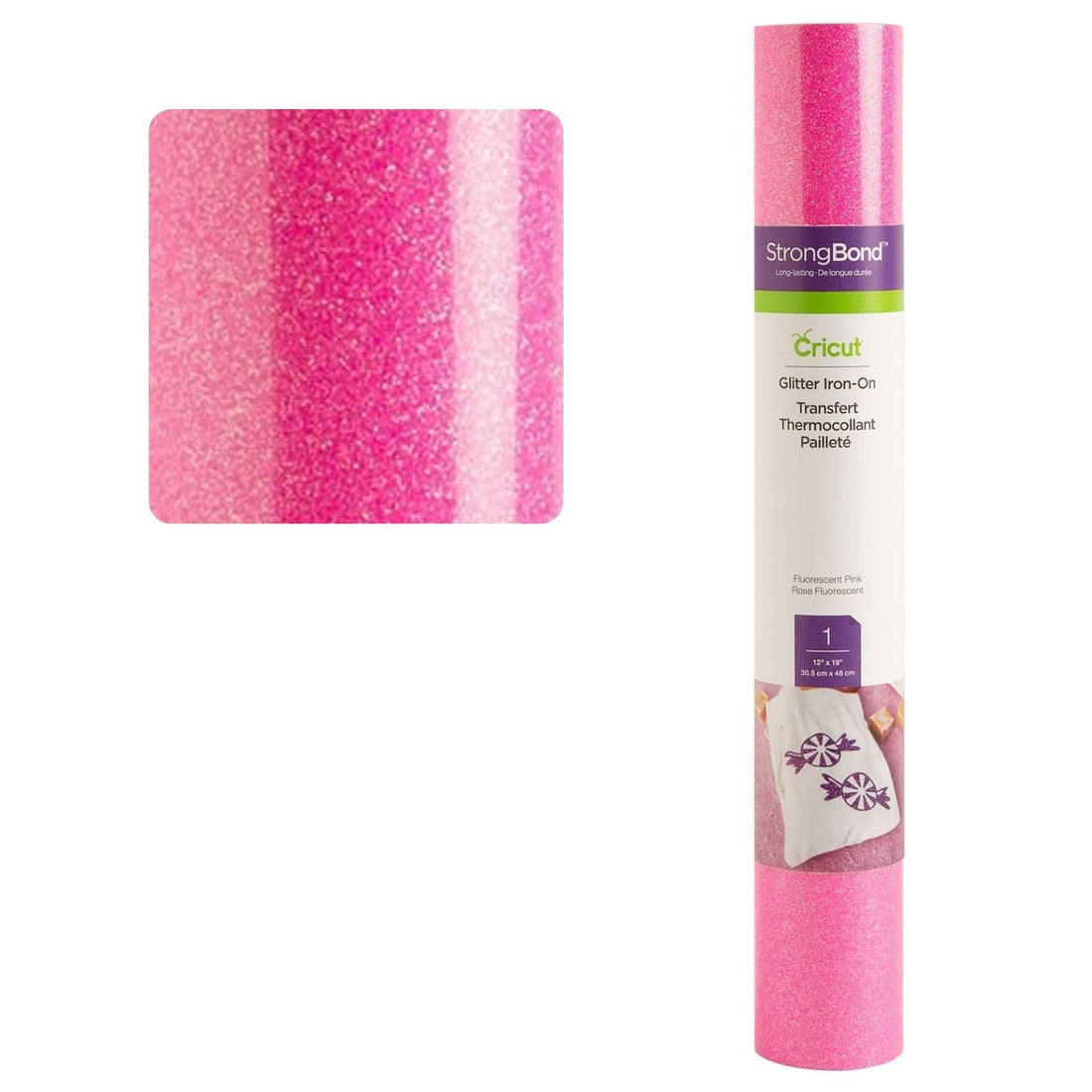 Glitter Iron On Fluorescent Pink / Vinil Calor Diamantina Rosa Fluorescente Viniles Cricut