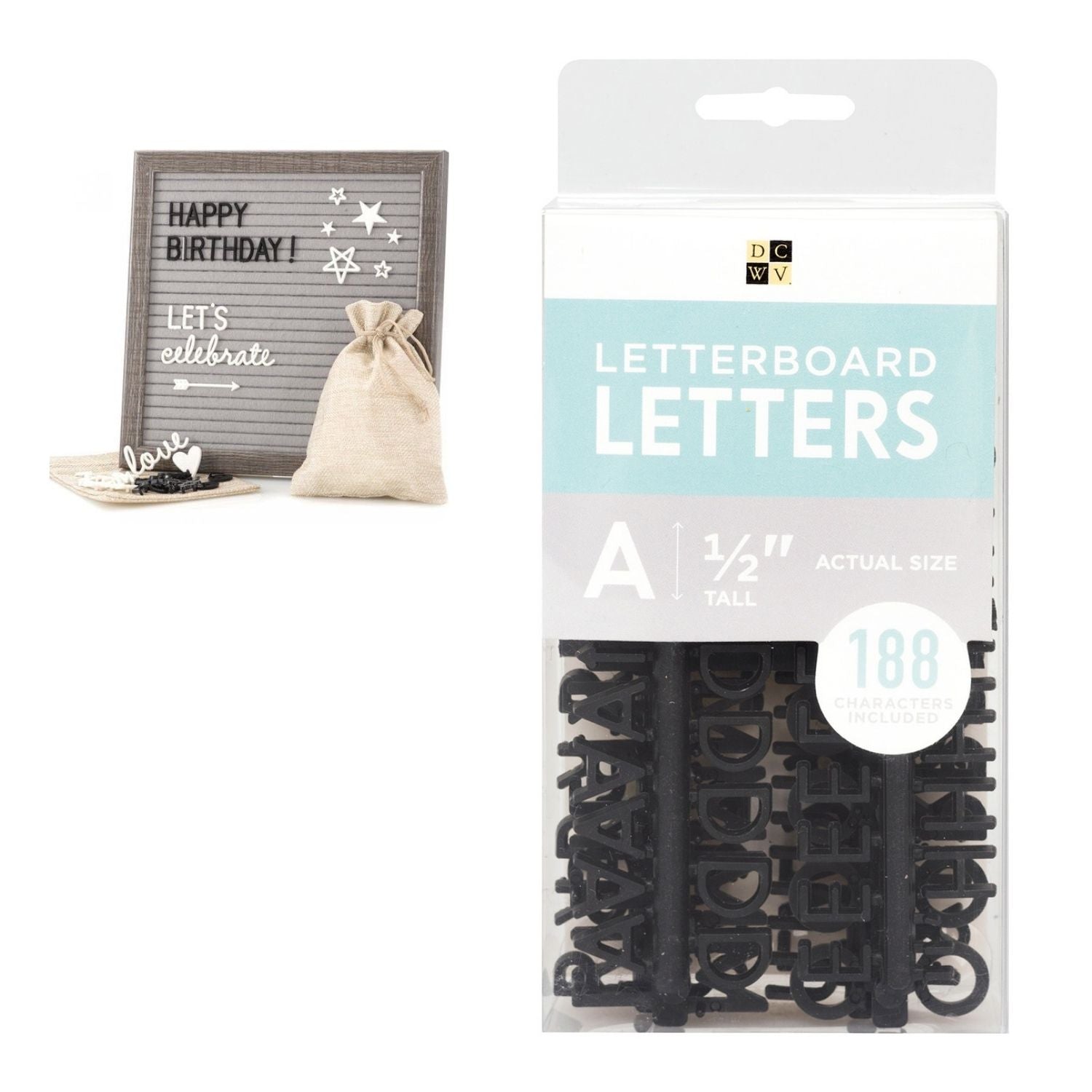 DC Letterboard 1/2&quot; Letters Black / Letras Negro Para Tablero Tableros DCWV