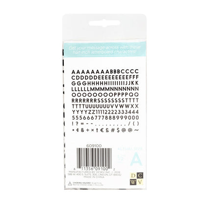 DC Letterboard 1/2&quot; Letters Black / Letras Negro Para Tablero Tableros DCWV
