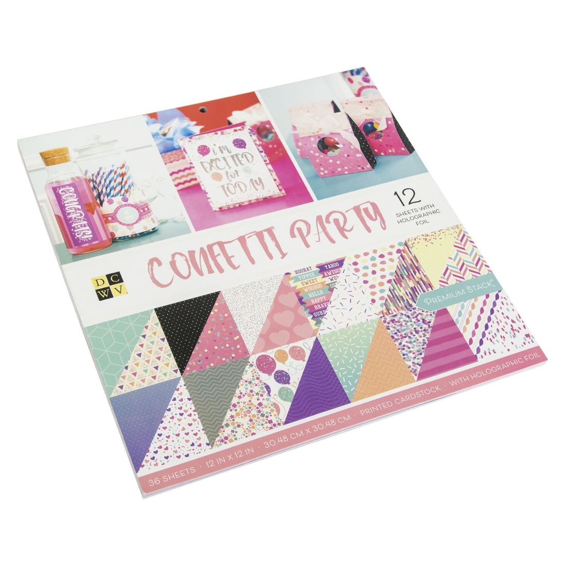 Confetti Party Holographic Foil Paper 12&quot; / Block de Papel Doble Cara Confetti Holográfico Papel DCWV
