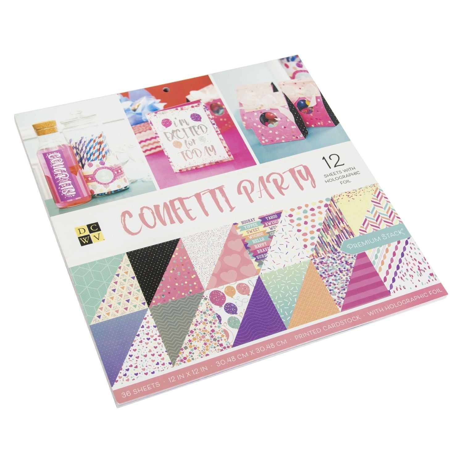 Confetti Party Holographic Foil Paper 12&quot; / Block de Papel Doble Cara Confetti Holográfico Papel DCWV
